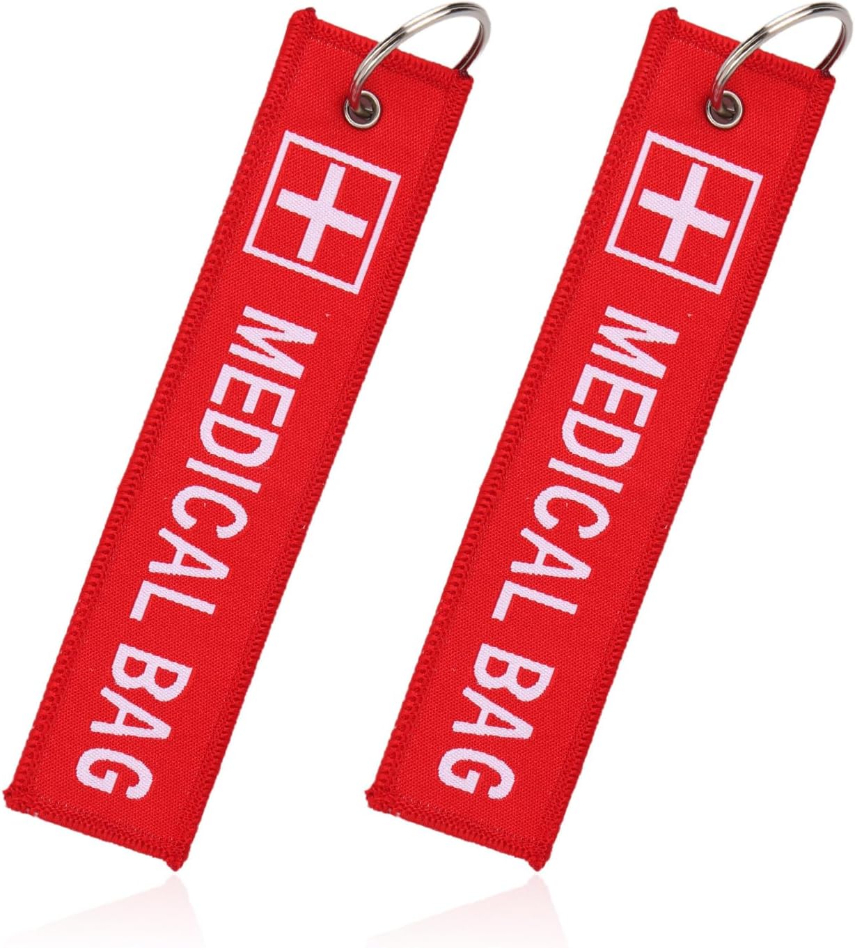 BOXOB 2pcs Medical Alert Tags for Bag, Double-Sided Medicals Equipment Device Luggage ID Tag Durable Red Epipen Bag Keychain Paramedic Gifts for Backpack Luggage