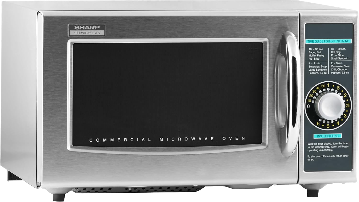 Sharp R-21LCFS Commercial Microwave Oven, Dial Timer, Stainless Steel
