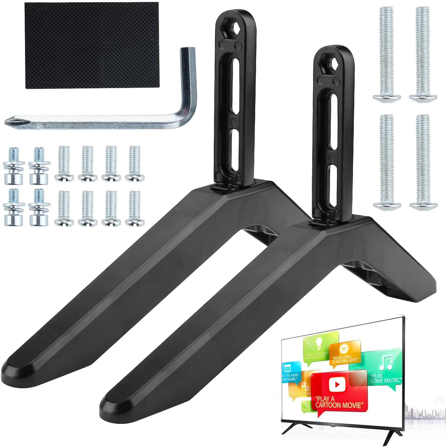 WADY TV Stand Legs, TV Base Pedestal Feet, Universal Table Top TV Stand Base Legs TV Stand Legs Replacement with Screws for Most 32-65”LCD LED Plasma,（Please refer to our size before buying）Black