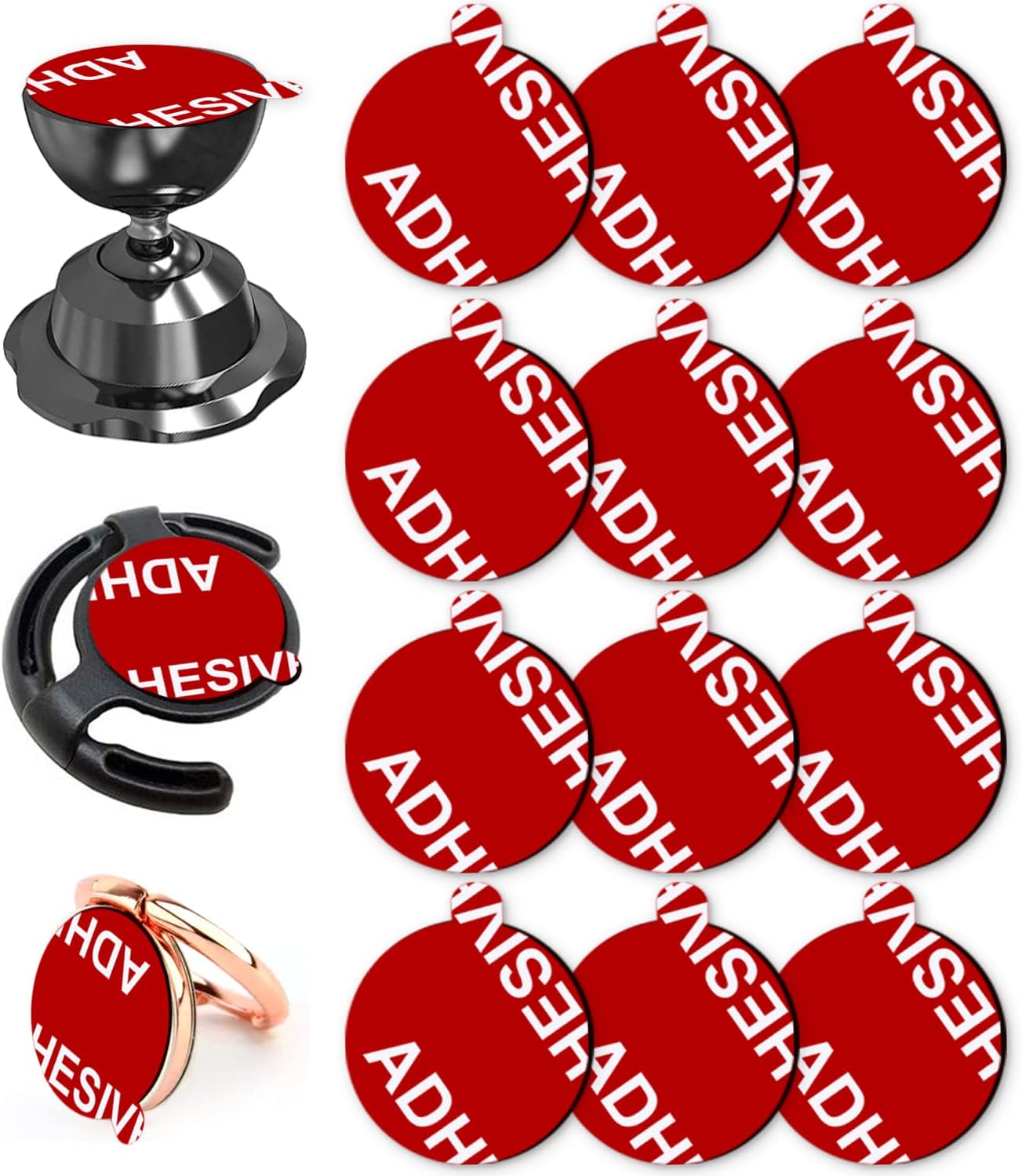 Very High Bond Sticky Adhesive, AZXYI 12 PCS Double Side Stickers Adhesive Replacement Compatible with Socket Mount Base, Round Adhesive Tape for Car Magnetic Phone Holder Base & Phone Ring Holer Base