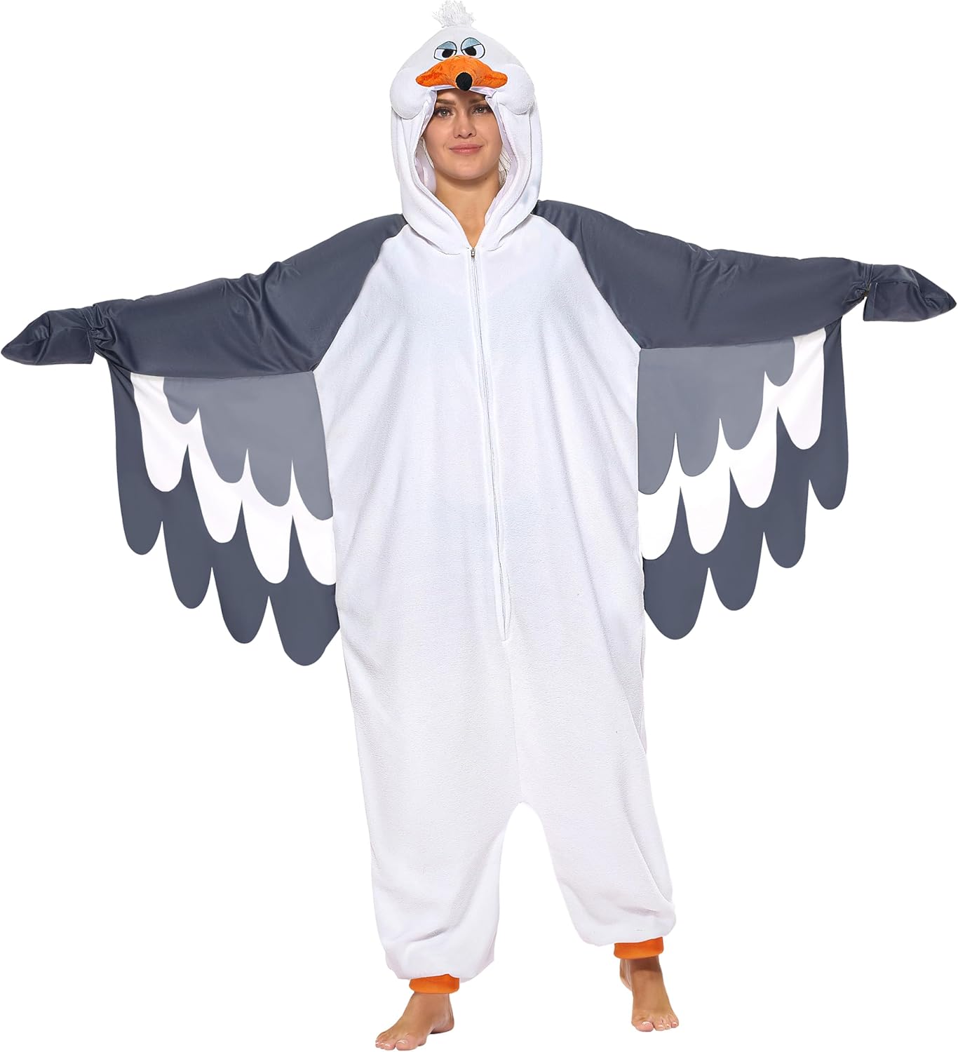 Spooktacular Creations Halloween Seagull Hooded jumpsuit Jumpsuit for Adults