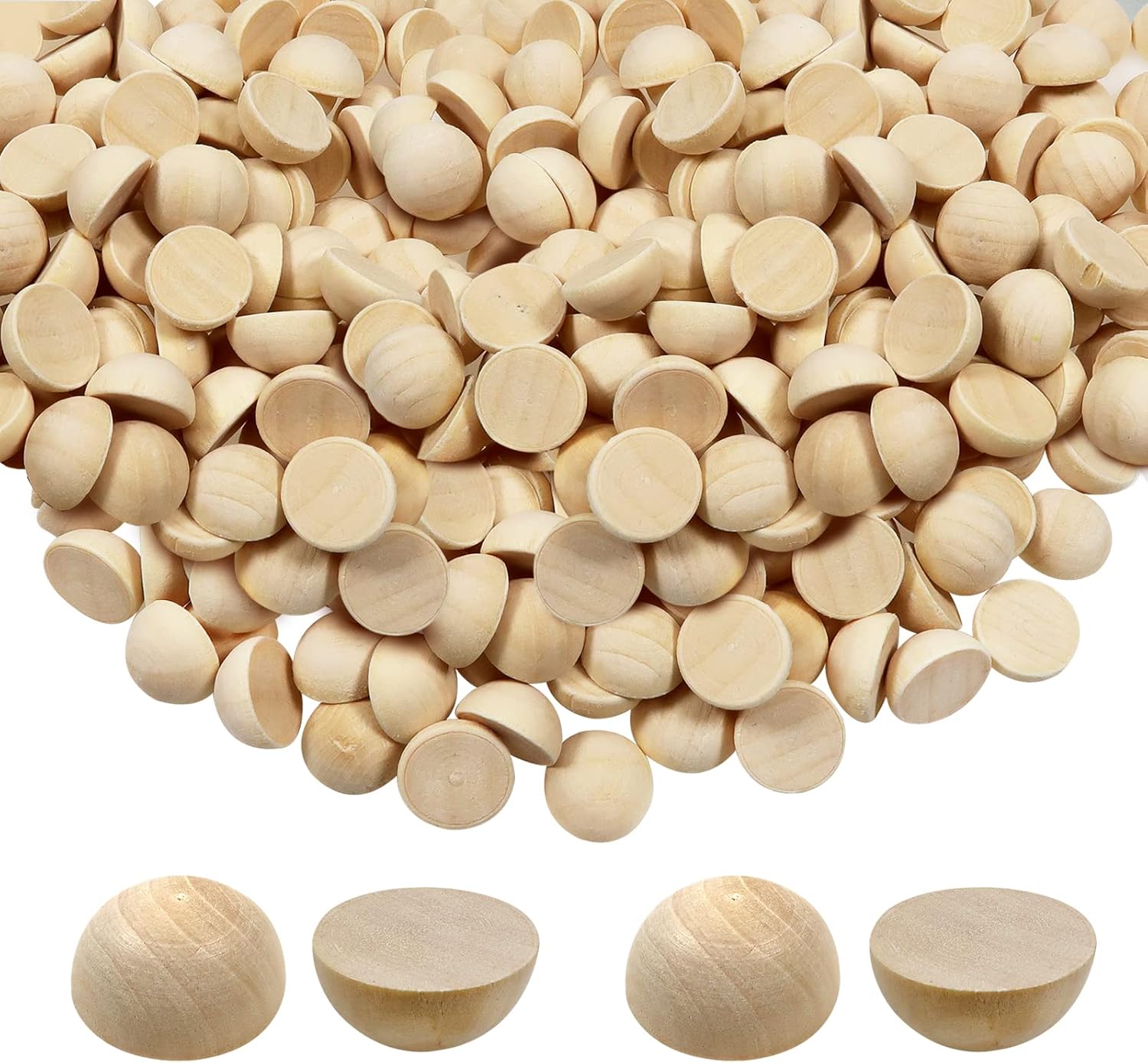 TOAOB 100 pcs Half Wooden Beads Natural Unfinished Wooden Half Craft Balls 10 mm Mini Split Round Hemisphere Wood Ball for Painting DIY Jewellery Making Art Crafts Assortments