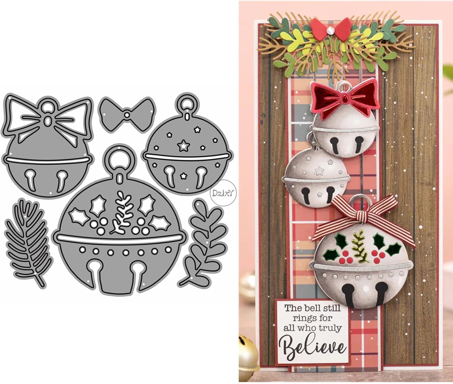 DzIxY Christmas Bell Leaves Metal Cutting Dies for Card Making Kit Embossing Paper Die Cuts Set Scrapbook Stencils Supplies Machine Templates