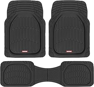 Motor Trend FlexTough Floor Mats for Cars, Deep Dish All-Weather Mats, Waterproof Trim-To Fit Automotive Floor Mats for Cars Trucks SUV, Universal Floor Liner Car Accessories, Black, Full Set