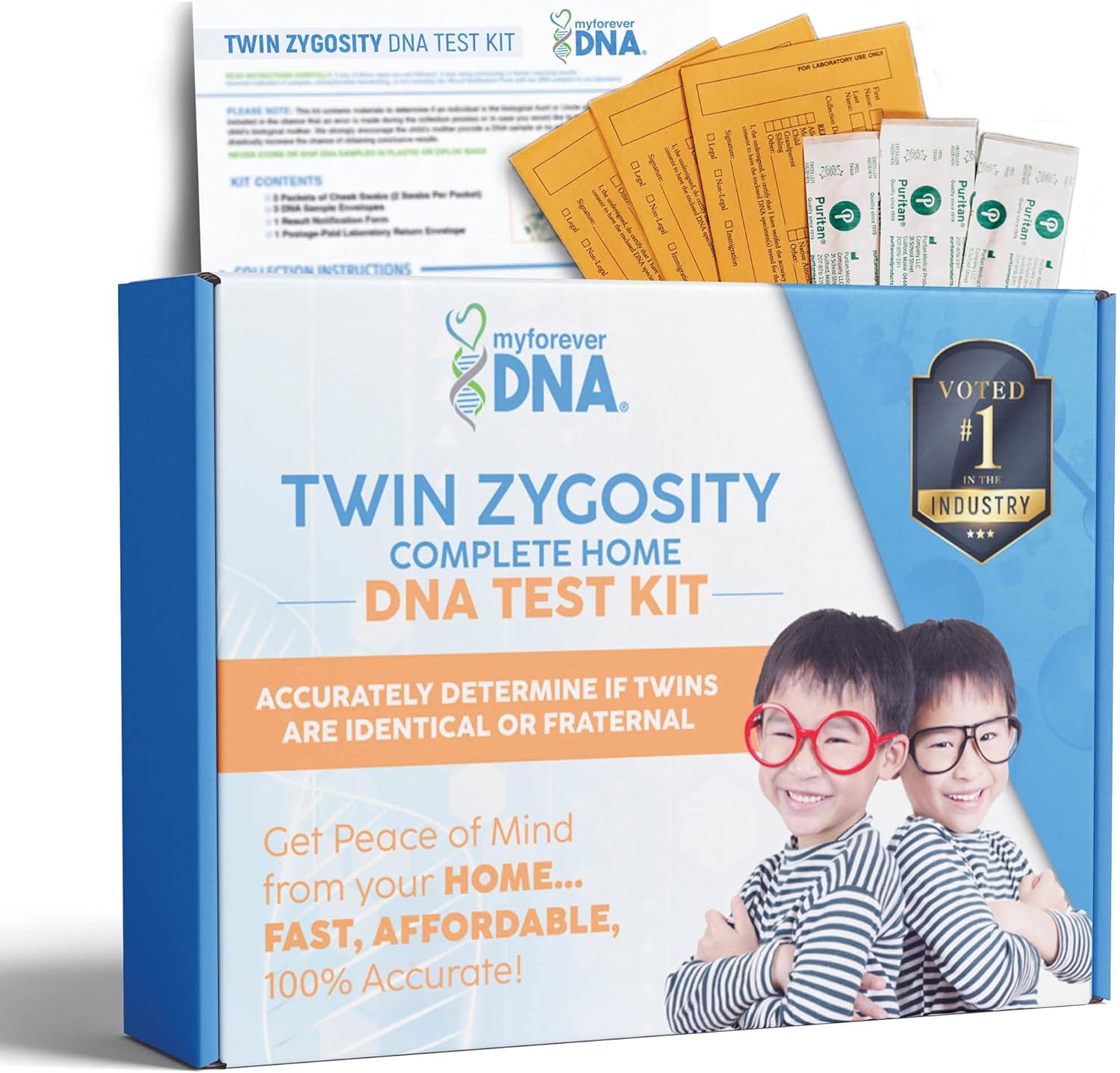 Home Twin Zygosity DNA Test Kit | Determine if Twins are Identical or Fraternal | 24 DNA (Genetic) Marker Test, Unmatched Accuracy | Private & Fast Results | Experience Excellence with My Forever DNA