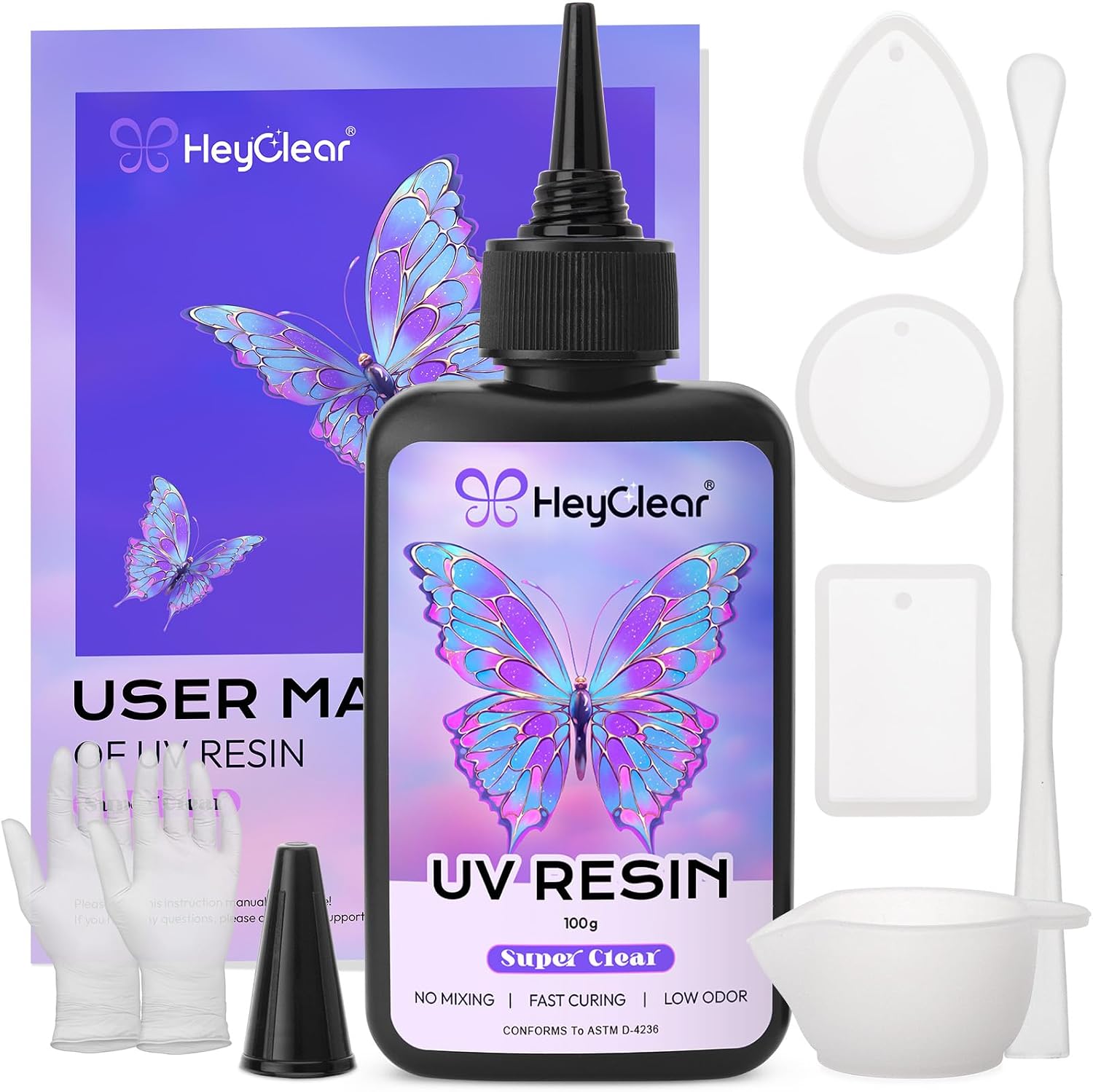 HeyClear 100g UV Resin kit with Molds, Tools for Beginners Jewelry Making