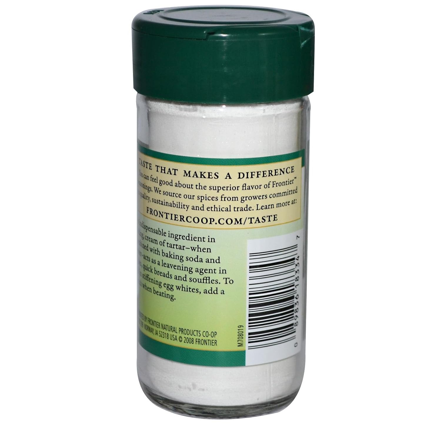 Frontier Co-op Cream of Tartar, 3.52-Ounce Jar, Wine Cask Crystallized Leavening Agent, Distince Tangy Flavor