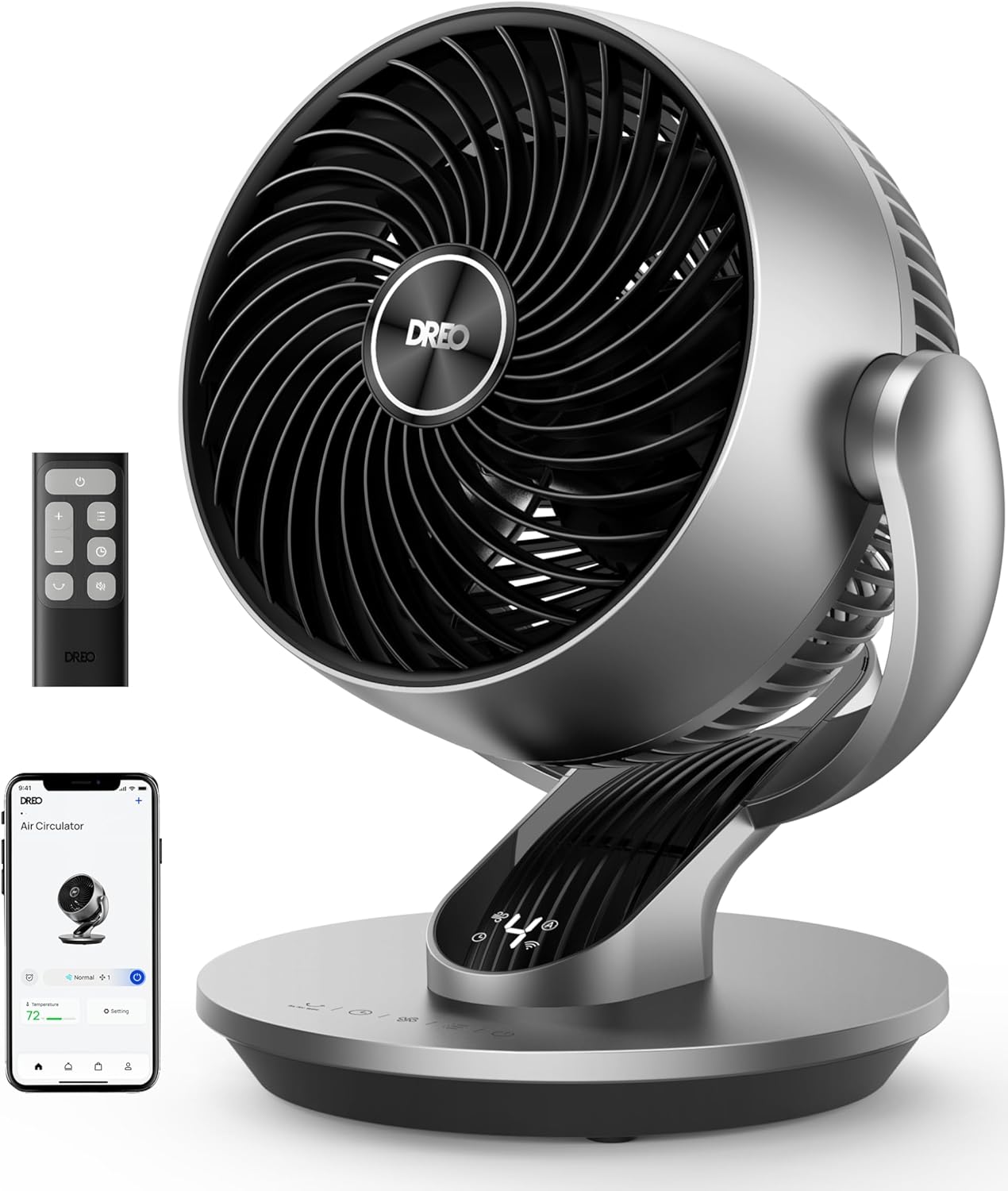 Dreo Smart Table Fan for Bedroom, 28dB Silent Air Circulator Fan with Remote, 7 Inch Diameter Cooling Quiet Desk Fan, 120° Vertical Manual+90° Horizontal Oscillating, 4 Speeds, 5 Modes, 12H Timer