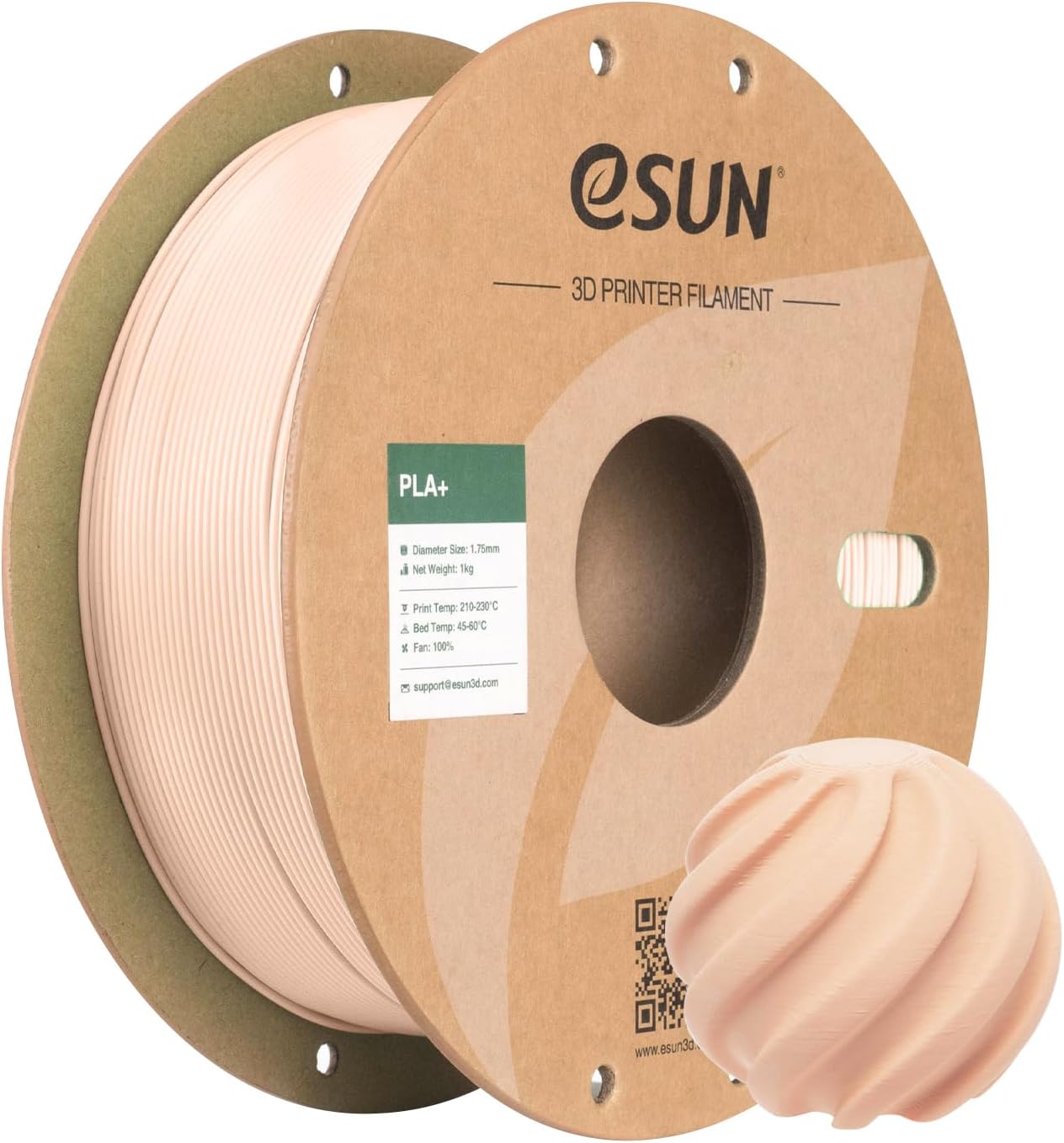 eSUN PLA+ Filament 1.75mm, 3D Printer Filament PLA Plus, Dimensional Accuracy +/- 0.03mm, 1KG Spool (2.2 LBS) 3D Printing Filament for 3D Printers, Beige