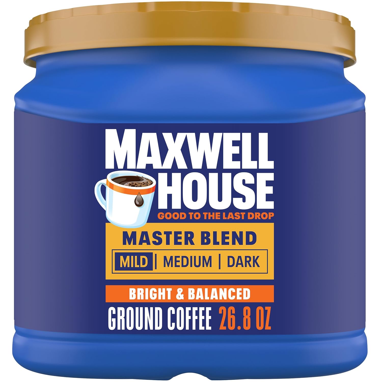 Maxwell House Master Blend Mild Roast Ground Coffee, 26.8 oz Canister