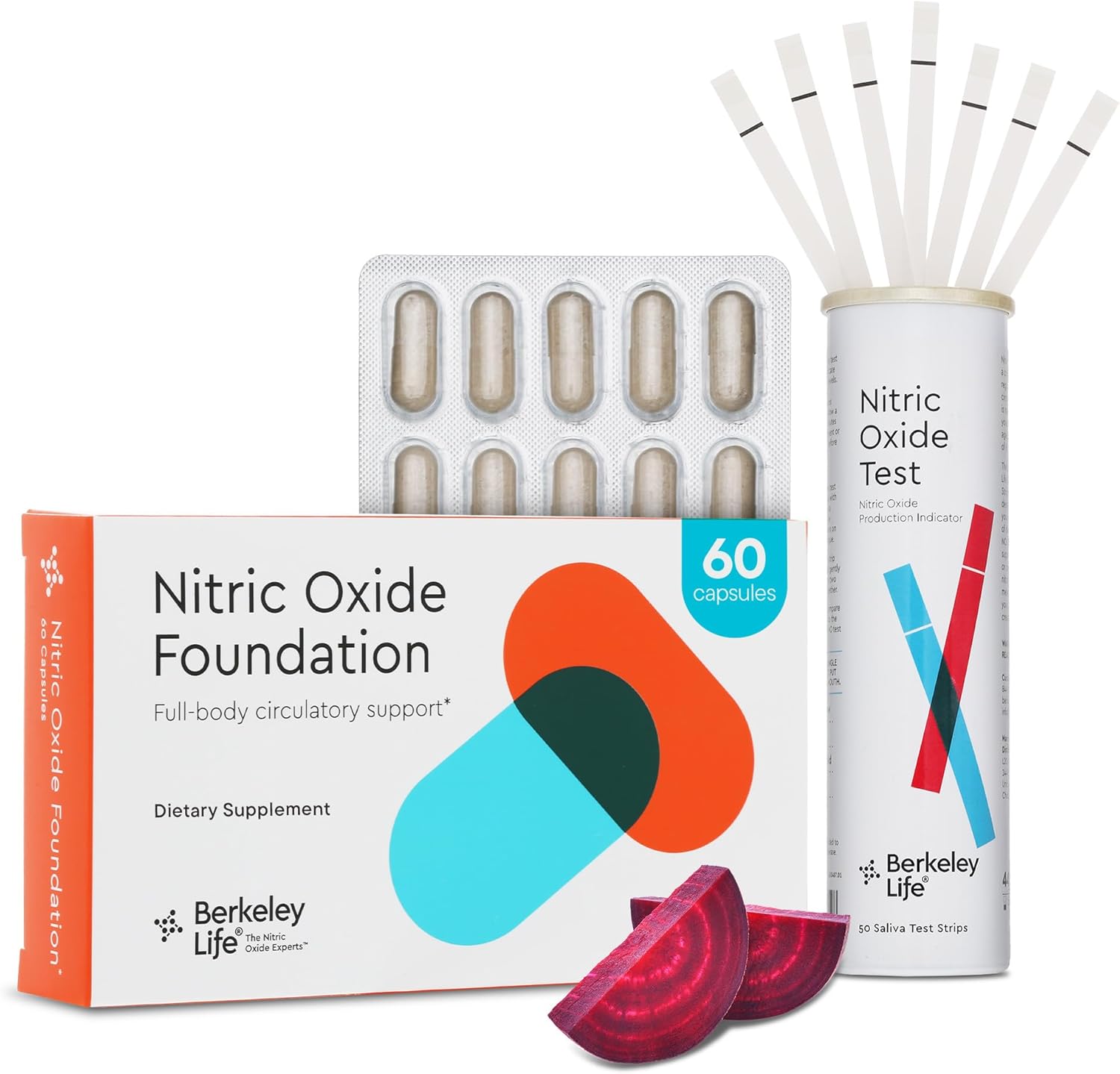 Berkeley Life Professional - Nitric Oxide Booster & Support Supplement and Nitric Oxide Test Strips - Daily Foundation Starter Kit