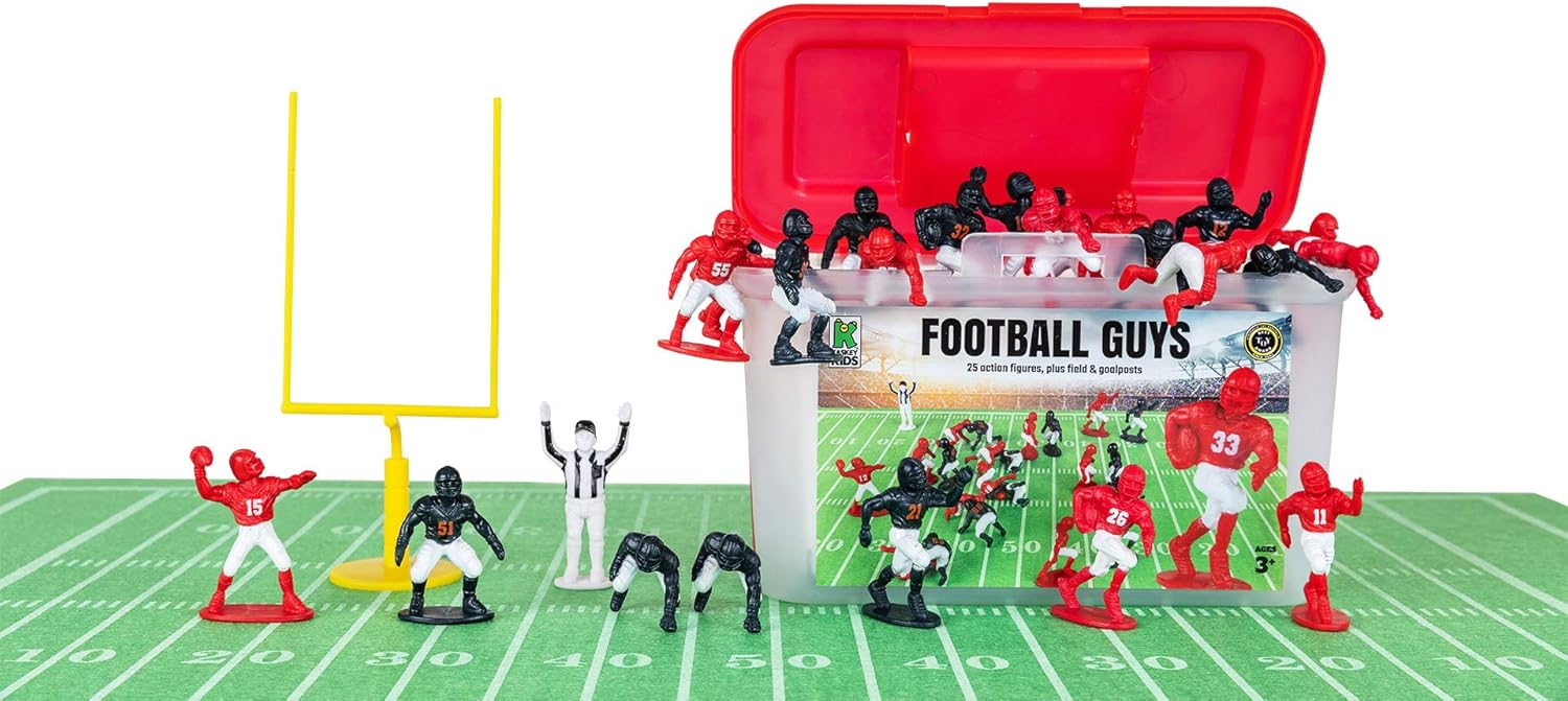 Kaskey Kids Football Guys – Red & White/Navy & White Inspires Kids Imaginations with Endless Hours of Creative, Open-Ended Play – includes 2 Teams & Accessories – 28 Pieces in Every Set!
