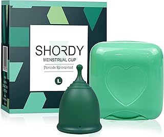 SHORDY Menstrual Cup, Single Pack (Large) with Box, Soft & Flexible, Copa Menstrual Kit for Women | Up to 12 Hours of Comfort, Eco-Friendly & Safer Alternative to Pads & Tampons (Green)