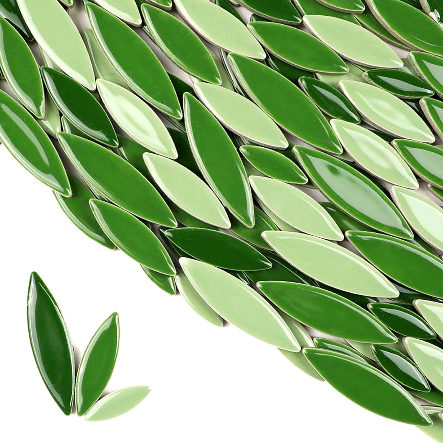 200g Ceramic Mosaic DIY Set Colorful Petal Ceramics Leafy Vein Mosaic Tiles Craft Materials Mosaic Art Materials - Green Mix