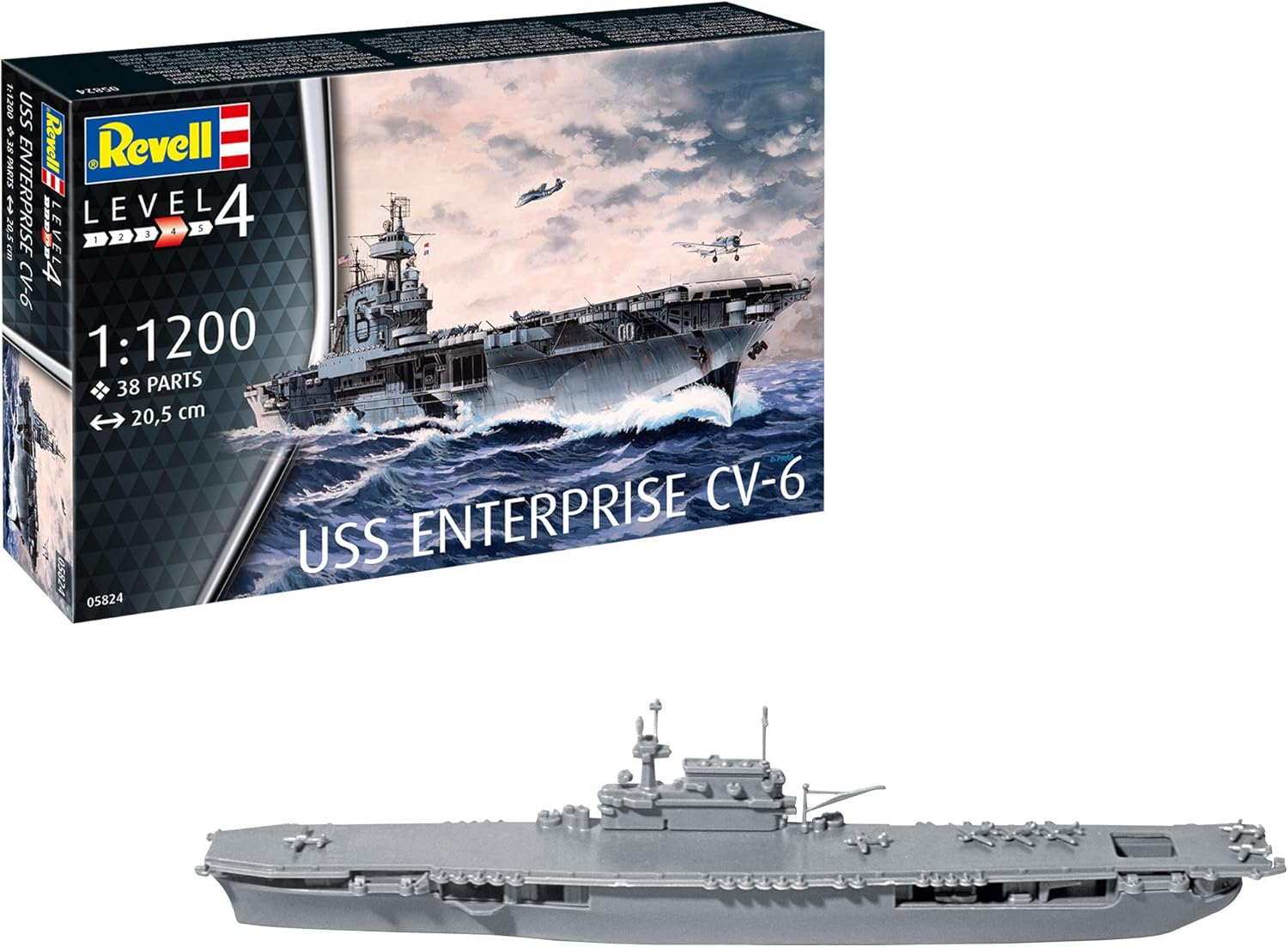 Revell 05824 USS Enterprise CV-6 1:1200 Scale Unbuilt/Unpainted Plastic Model Kit