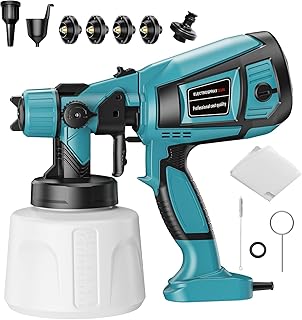 Paint Sprayer - 1000W HVLP Electric Spray Gun with 4 Nozzles and 3 Patterns & 1400ml High Capacity, Easy to Clean,for Furniture, House, Fence, Walls, Etc.