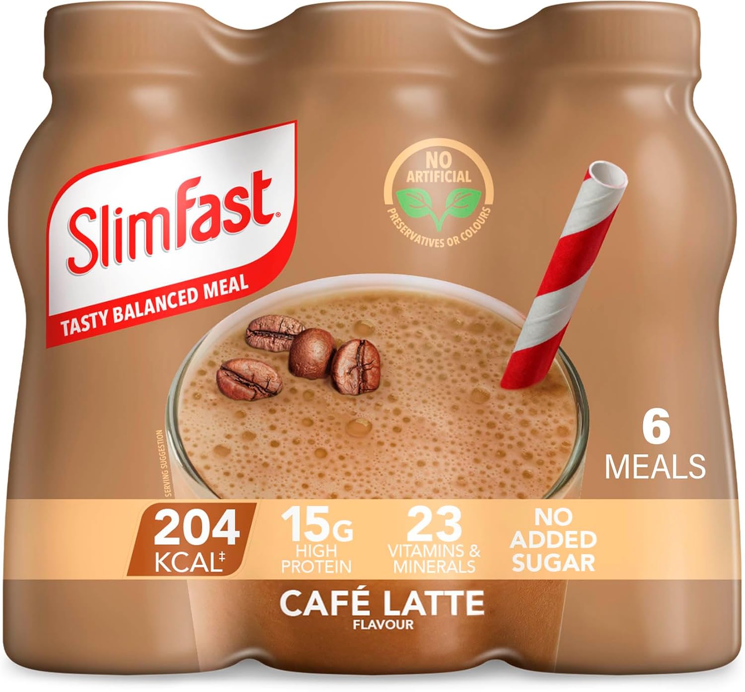 SlimFast Ready To Drink Cafe Latte Shake, 6 x 325ml