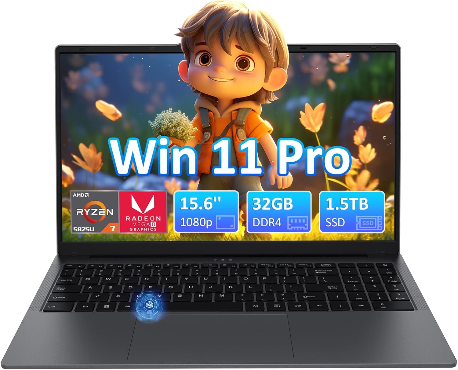 15.6" Business Laptop Computer Ryzen 7 5825U 8C/16T, 32G 1.5TB SSD, Vega 8 Graphics, USB-C Charging, Fingerprint Reader, Backlit Keyboard Ideal for Students Business Professionals T1568 Gray