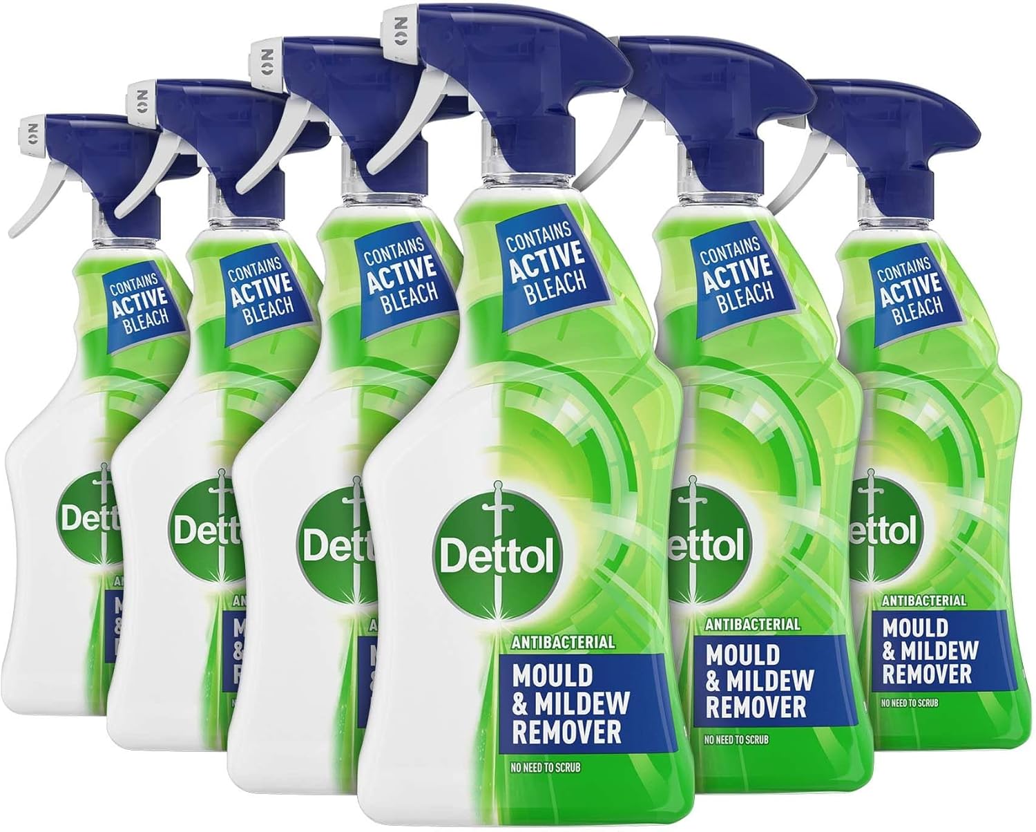 Dettol Mould Spray, Multipack of 6 X 750ml, Total 4L, Mould Remover, Mould Spray, Bleach Spray, Bathroom Mould Remover, Antibacterial, Disinfectant Sprays, Household Cleaners