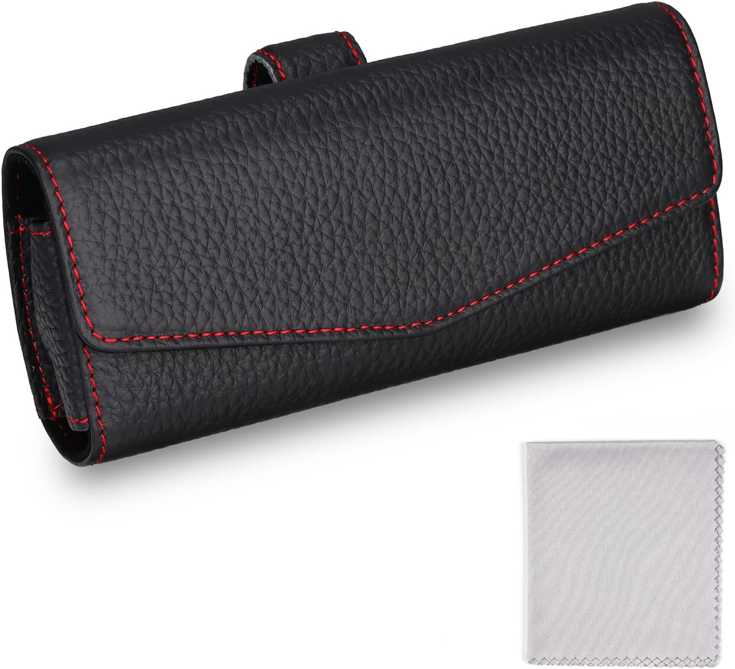 molshine Car Sun Visor Leather Sunglasses Case Holder Clip, Universal Automotive Glasses Holder with Magnetic Closure, Eyeglasses Organizer Accessorie for All Car Models Men Women (Black)