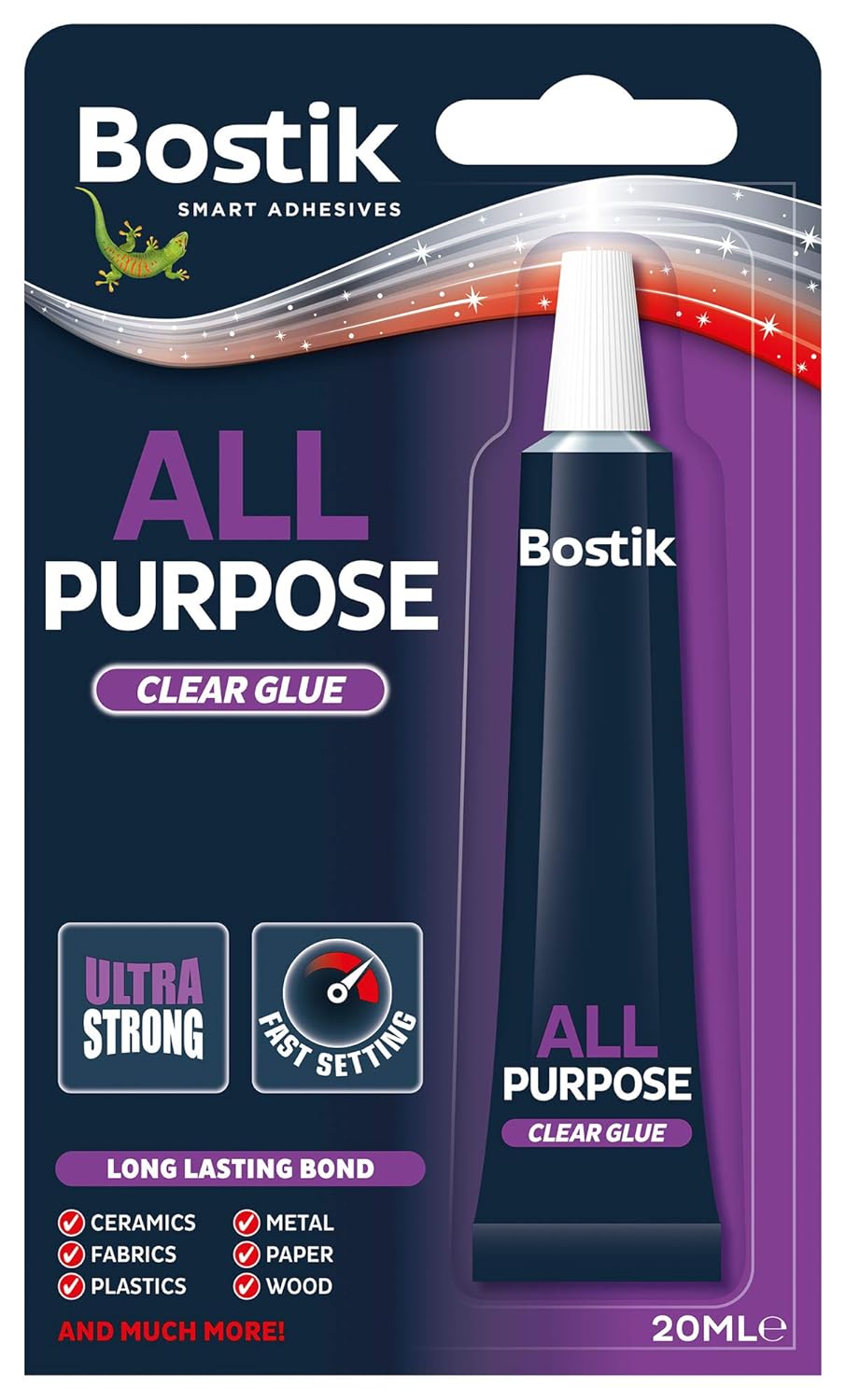 2X Bostik All Purpose Clear Glue Adhesive 20Ml Extra Strong Quick Drying