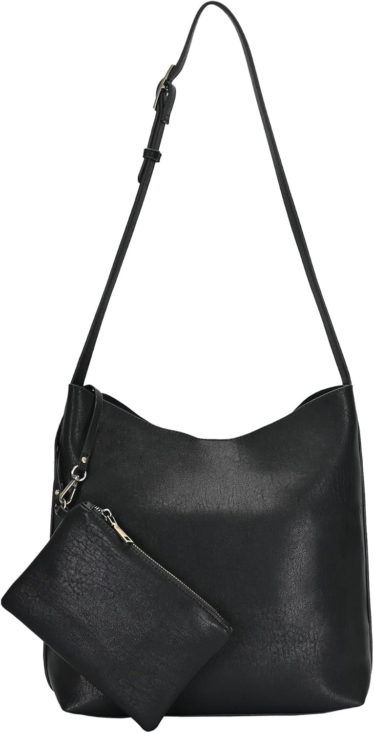 Antik Kraft Ophelia Hobo - Vegan Leather Hobo Shoulder Bag - Adjustable Strap Detachable Wristlet - 13" L x 5" W x 12.5" H