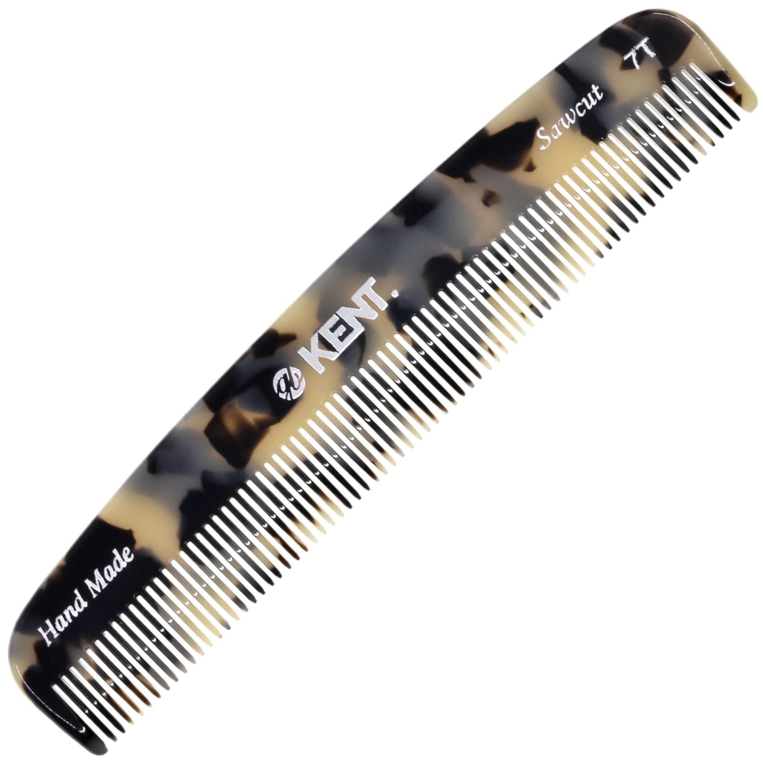 Kent 7T TW All Fine Tooth Pocket Comb for Men - Handmade Hair Comb for Men for Everyday Grooming and Styling - Travel Comb for Hair Care, Mustache and Beard Care, Use Dry or with Balms, Saw Cut and