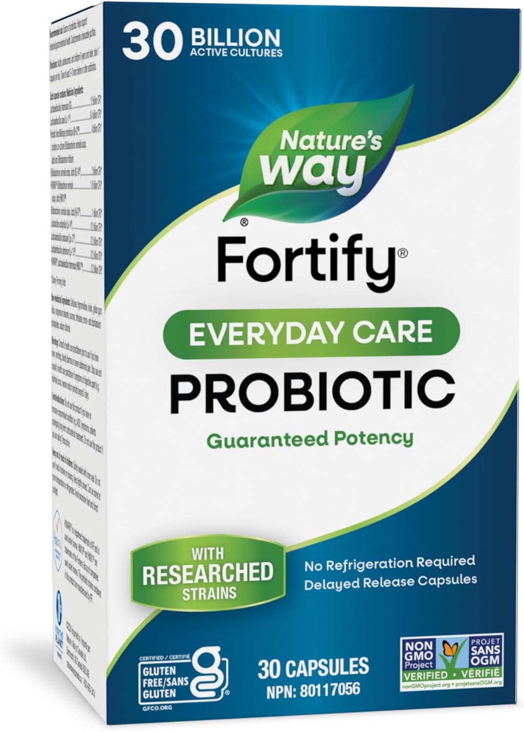 Nature's Way Fortify Daily Probiotic for Women, 30 Billion Live Cultures, 10 Strains, Prebiotics, Supports Digestive & Immune Health*, No Refrigeration Required, 30 Capsules (Packaging May Vary)