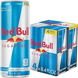 Red Bull Sugar Free Energy Drink with 80mg Caffeine plus Taurine & B Vitamins, 8.4 Fl Oz, Pack of 4 Cans