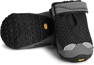 Ruffwear, Grip Trex Dog Boots, Outdoor Booties with Rubber Soles for Hiking and Running, Obsidian Black, 2.0 in (2 Boots)