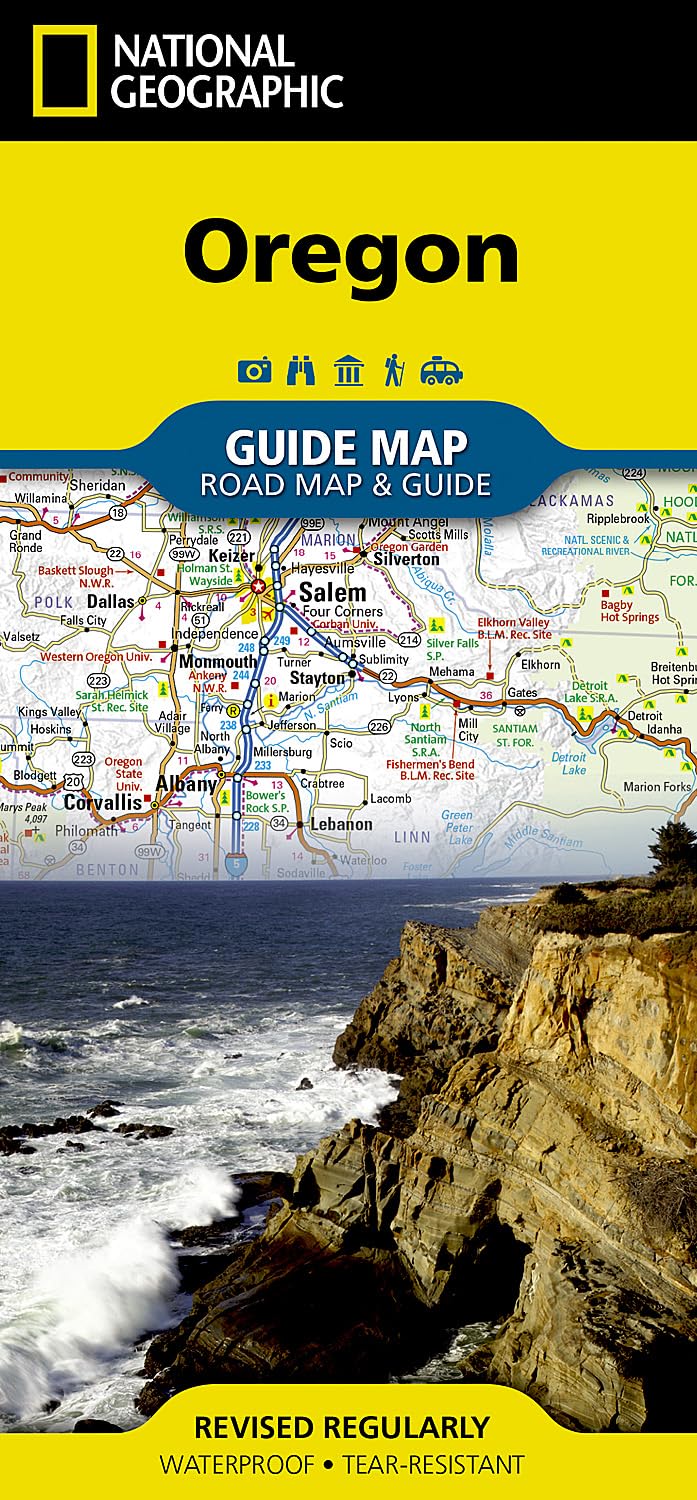 Oregon Road Map & Guide – National Geographic | Waterproof Folding Travel Map with Scenic Drives, National Parks, Cities & Outdoor Recreation (National Geographic Guide Map)