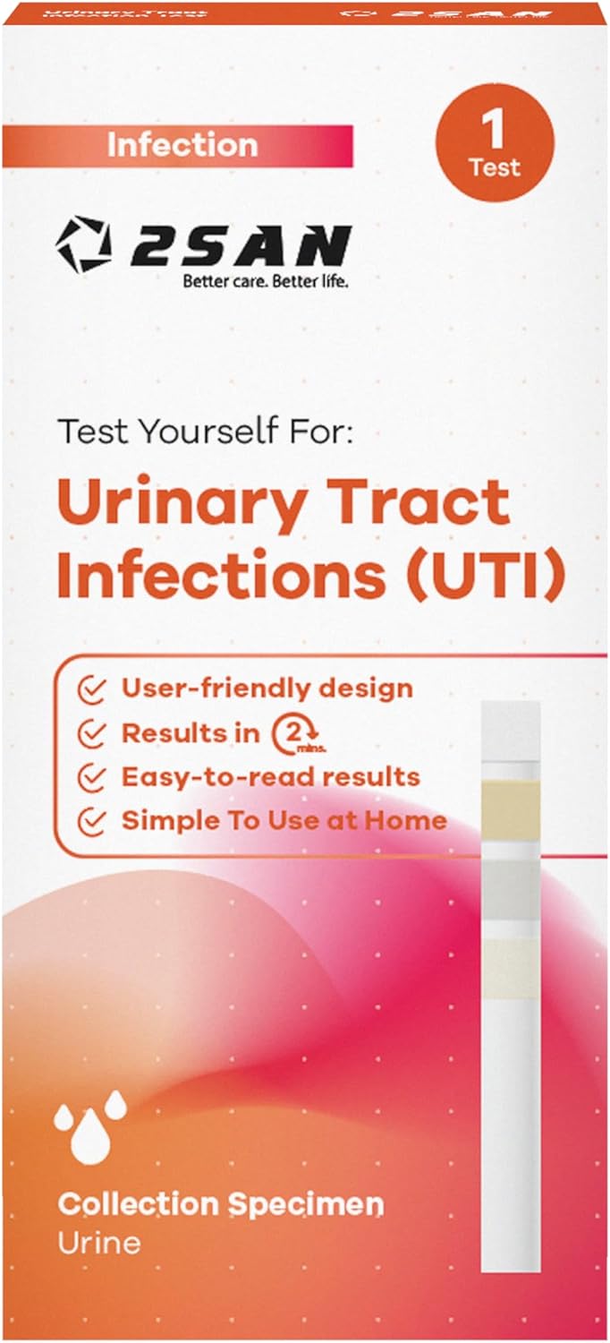 2San Urinary Tract Infection (UTI) Test – at-Home UTI Test Strips for Leukocytes and Nitrite – 3 Tests – Fast Results in 2 Minutes – Easy to Use, Comfortable Grip