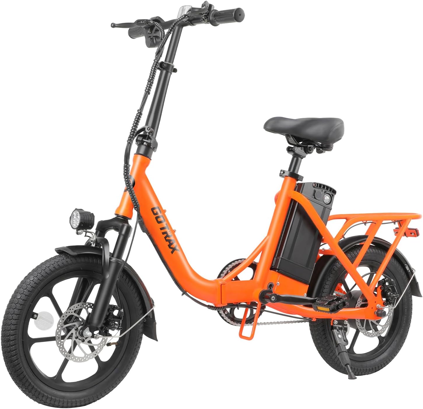 Gotrax 16" Folding Electric Bike, Max 28Miles Range(Pedal-Assist) & Speed 15.5Mph Power by Peak 500W, E-Bike with Removable Battery, Suspension & Adjustable Size, Commuter Bicycle for Adults/Teens
