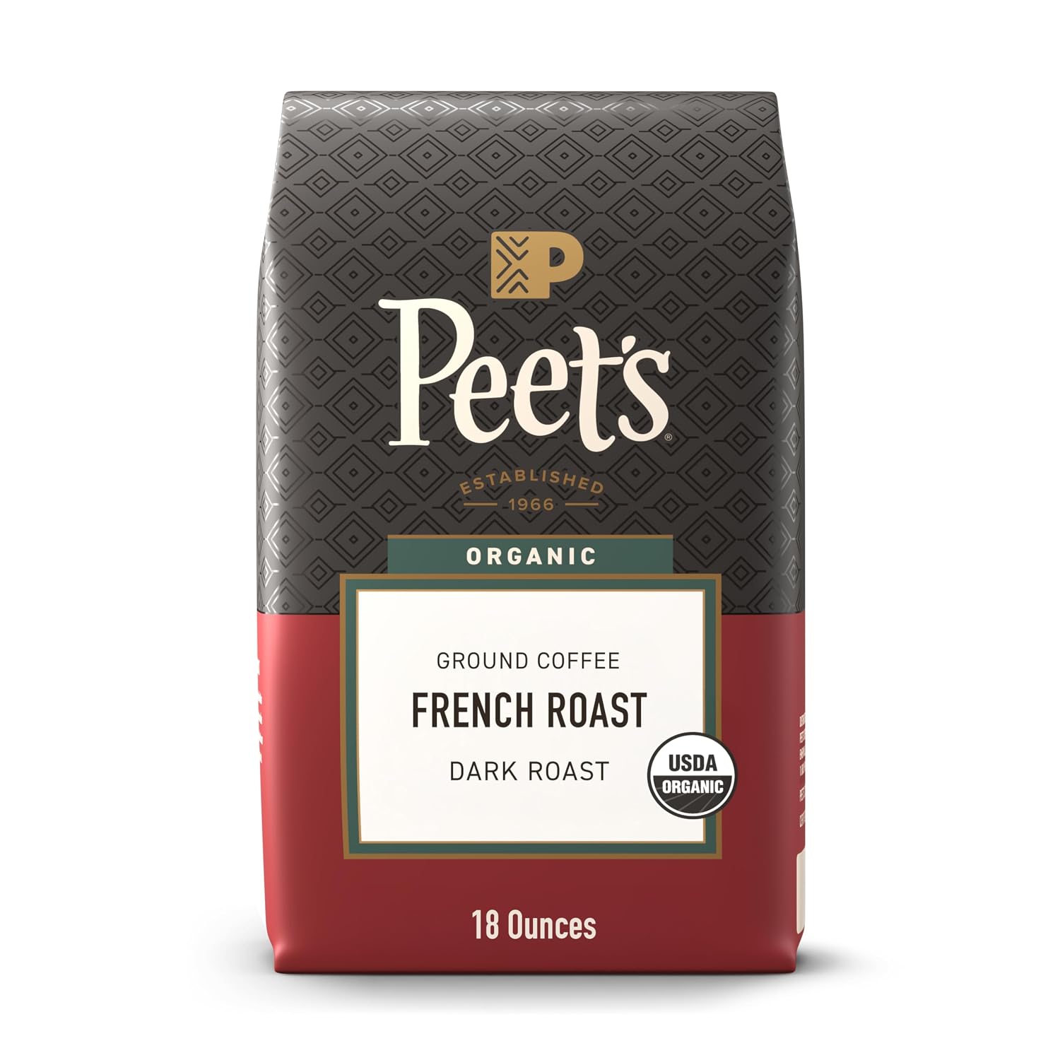Peet's Coffee Ground Coffee Dark Roast, Organic French Roast, 18 Ounces