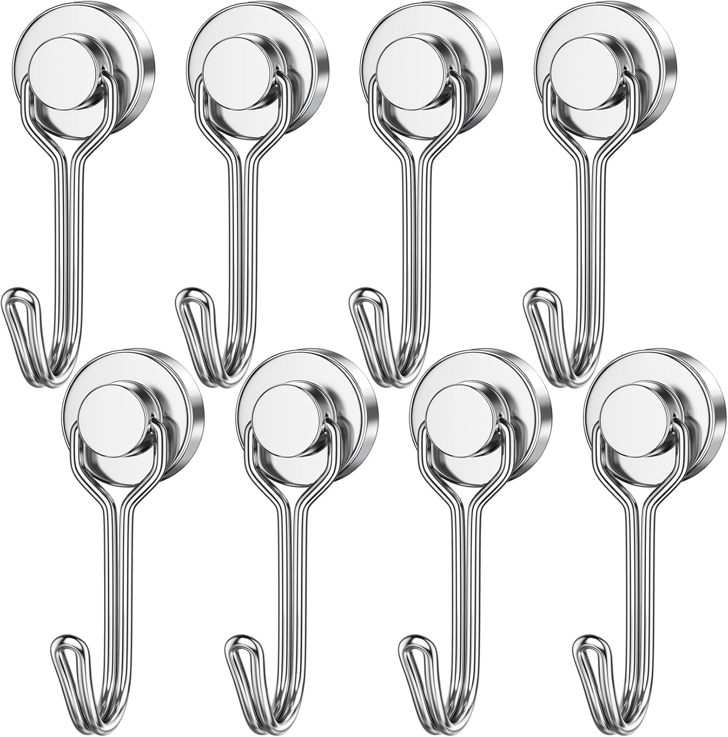 FINDMAG Magnetic Hooks, 8 Pack 30 lb+ Swivel Swing Neodymium Magnet Hooks, Strong Magnetic Hook for Cruise, Strong Magnet Hook for Hanging, Garage, Kitchen, Camping Van