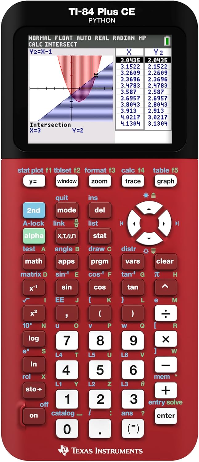 Texas Instruments TI-84 Plus CE Color Graphing Calculator, Radical Red Small