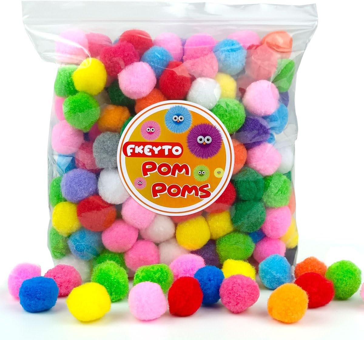 200 Pieces Pom Poms, 1 Inch Craft Pom Poms, Fuzzy Pompom Puff Balls for DIY Arts, Crafts Projects, Home Decorations (Multi-Colored)