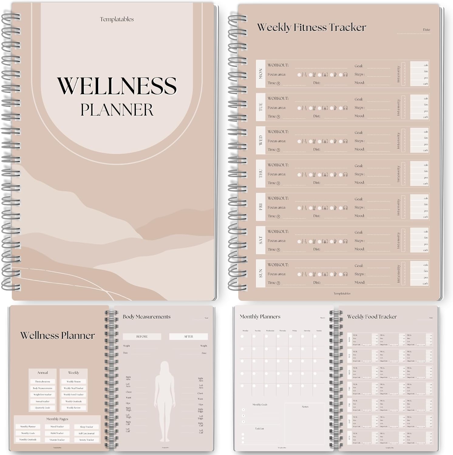 Wellness Journal - 90 Day Health, Fitness, Gratitude, Mindfullness, Wellbeing, Habit, Goals, Diet & Food Tracker - A5 (Lux)