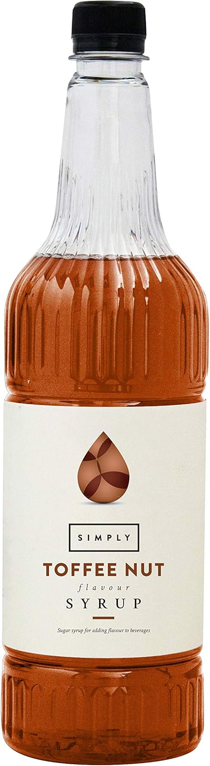 Simply Toffee Nut Syrup, Vegan & Nut Free Flavoured Syrup for Coffee, Cocktails & Baking (1 Litre)