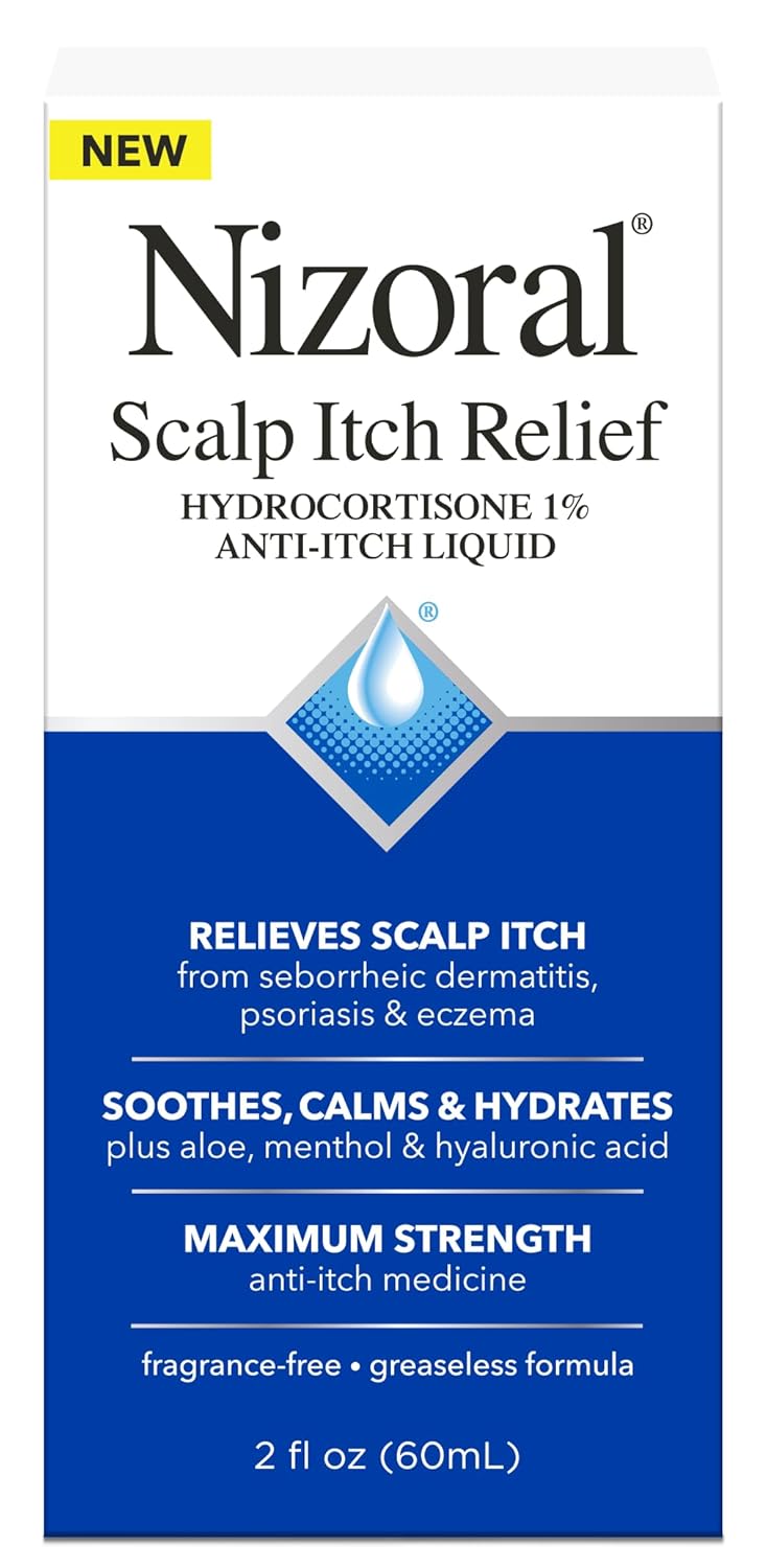 Nizoral Scalp Itch Relief Liquid—Relieves Scalp Itch and Soothes, Calms and Hydrates with Maximum Strength Anti-Itch Medicine (Hydrocortisone 1%), 2 Fl Oz