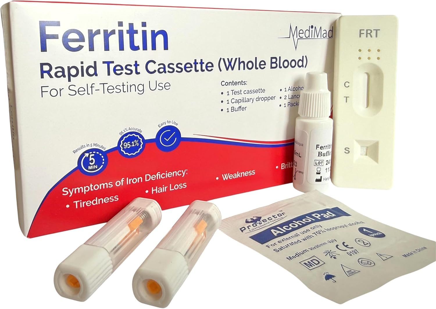 Iron Deficiency Test Kit Ferritin Self Testing Blood Anaemia Test