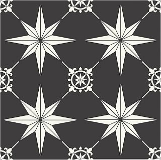 MORCART Peel and Stick Floor Tile - 20 PCS, 8" x 8" Vinyl Flooring - Waterproof Self-Adhesive Floor Tile for Bathroom, Kitchen, Living Room, Bedroom - Black and White/Retro Floral Look