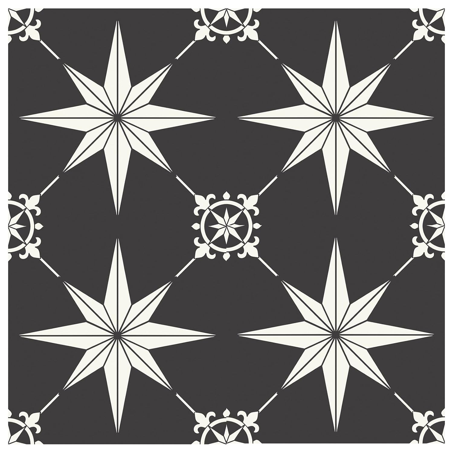 MORCART Peel and Stick Floor Tile - 20 PCS, 8" x 8" Vinyl Flooring - Waterproof Self-Adhesive Floor Tile for Bathroom, Kitchen, Living Room, Bedroom - Black and White/Retro Floral Look