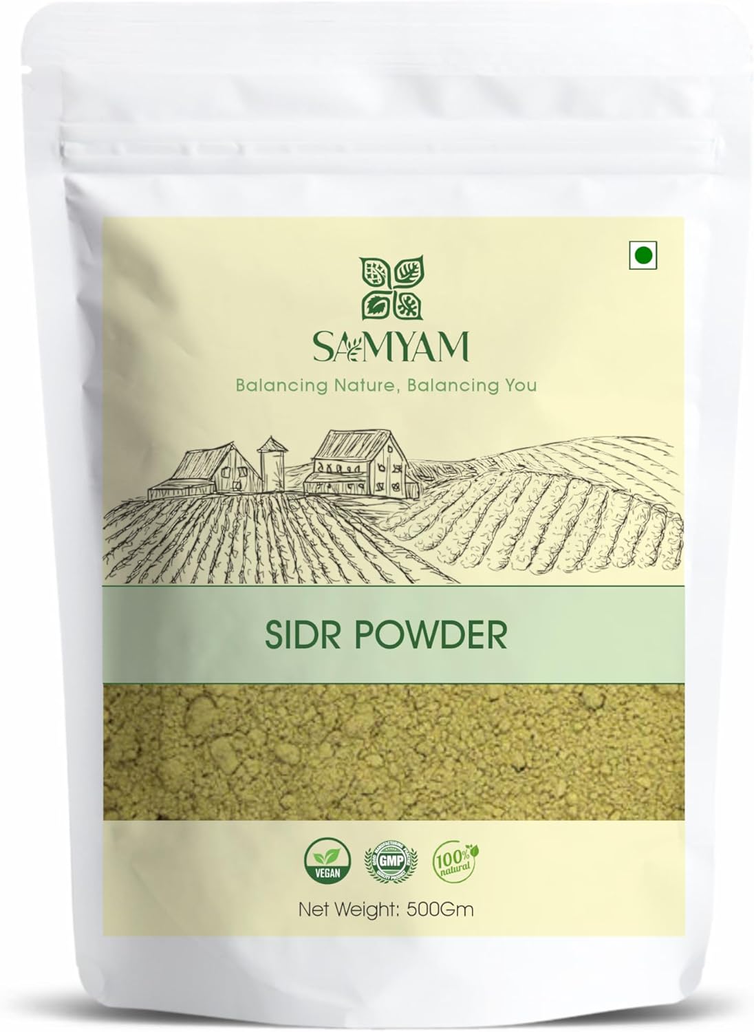 SAMYAM Natural Sidr/Jujube Powder - 500g Pack | Natural Hair and Body Cleanser, Herbal Soap