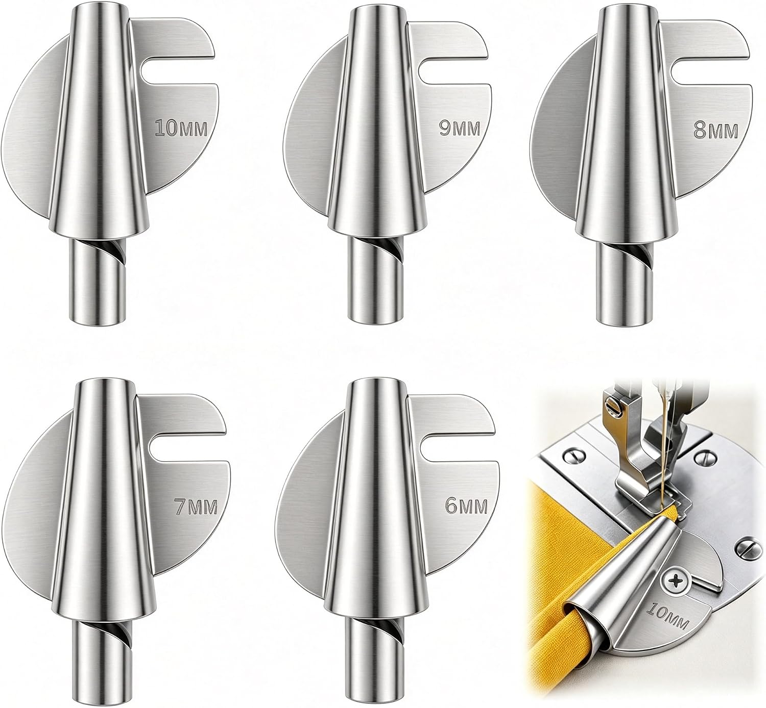 5 Sizes 6/7/8/9/10mm Sewing Rolled Hem Presser Foot Set