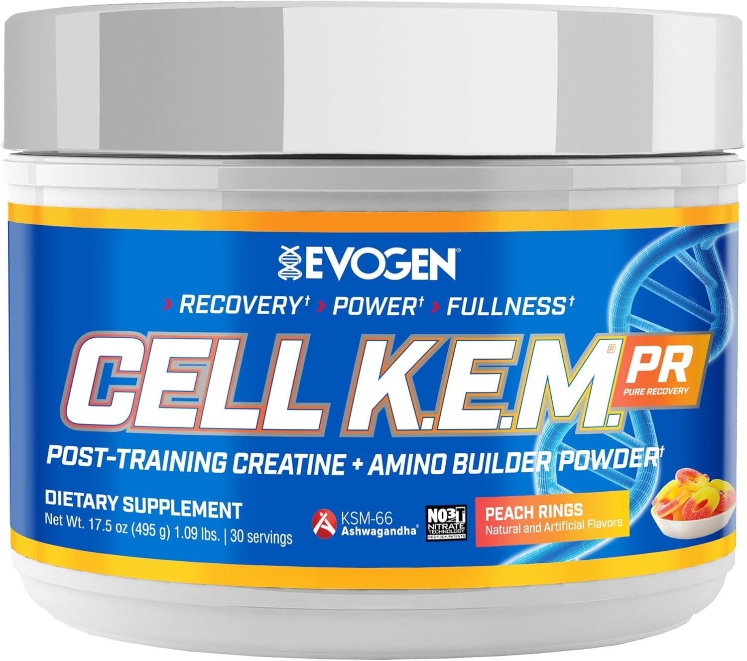 Evogen Cell K.E.M. PR V.2 Reformulated- Post Workout Recovery Powder & Muscle Builder | Creatine Monohydrate, BCAA Powder, EAAs | Recovery, Strength & Fullness | Peach Rings | 30 Servings