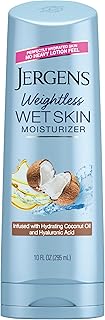 Jergens Wet Skin Body Lotion with Coconut Oil, In Shower Lotion for Dry Skin, Fast-Absorbing, Non-Sticky, Dermatologist Tested, 10 Ounce
