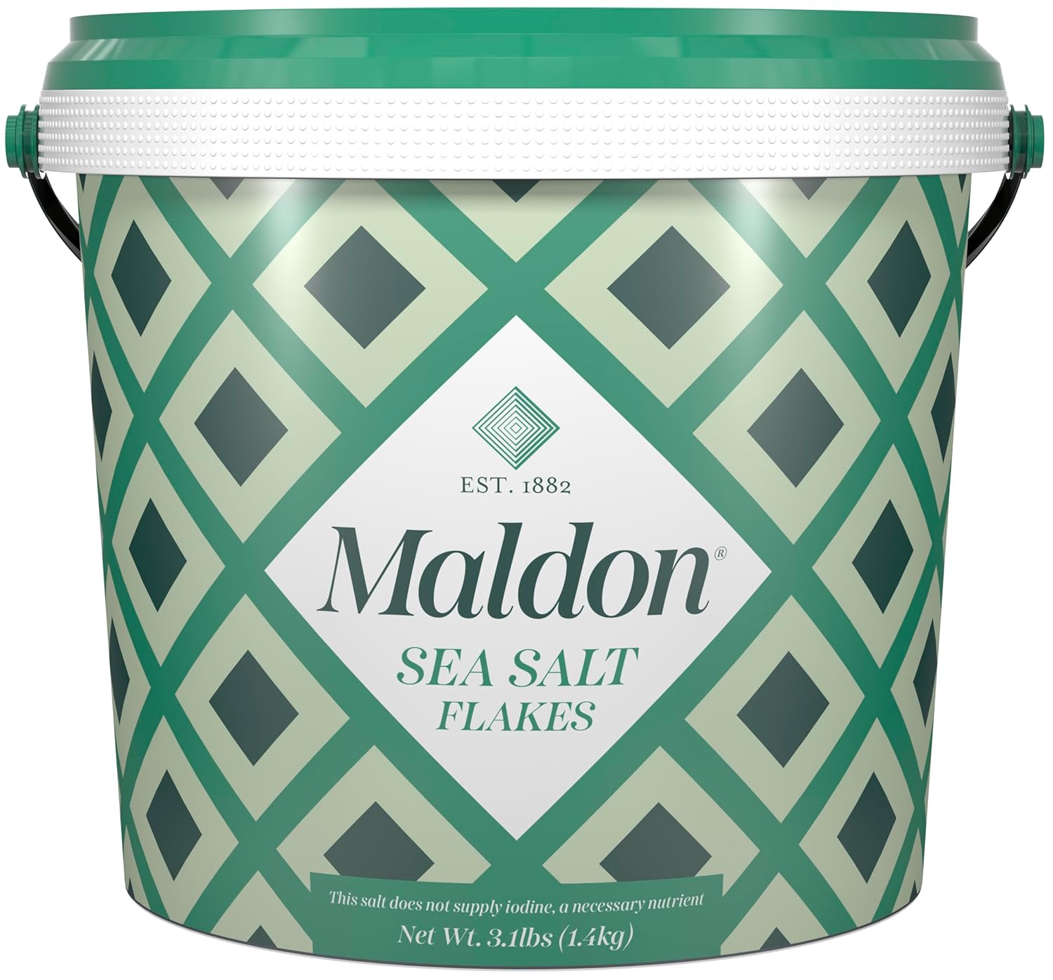 Maldon - Sea Salt Flakes Tub, 3.1 lb (1.4kg) - Unique Pyramid Shaped Salt Flakes, Perfect for a Wide Range of Dishes, Hand-Harvested for Four Generations