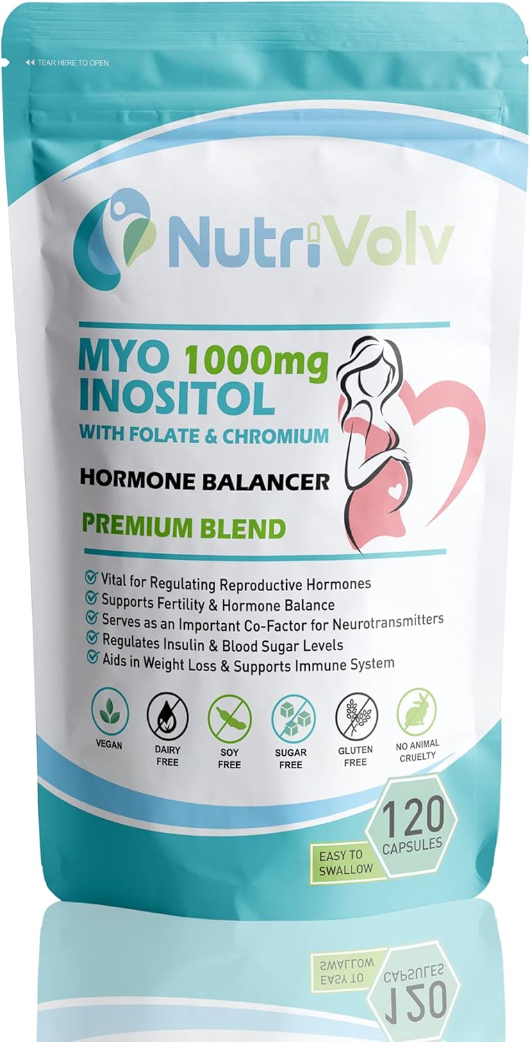 Myo Inositol 1000mg with Folate & Chromium Supplements for Female Support Hormone Balancer | 120 Capsules