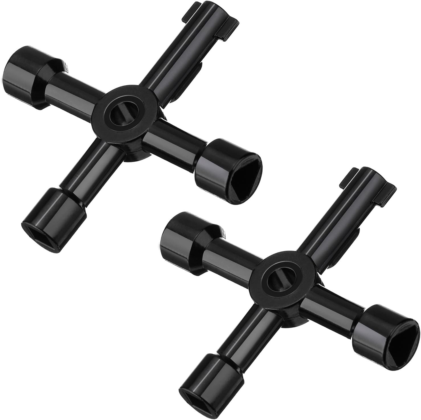 Shappy 2 Pack Electric Cabinet Panel Keys Gas Meter Water Utility 4 way Keys for Multi Application (Black)